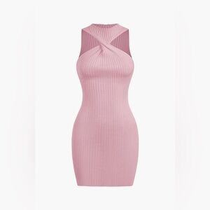 Light Pink Twist Sleeveless Tank Mini Dress